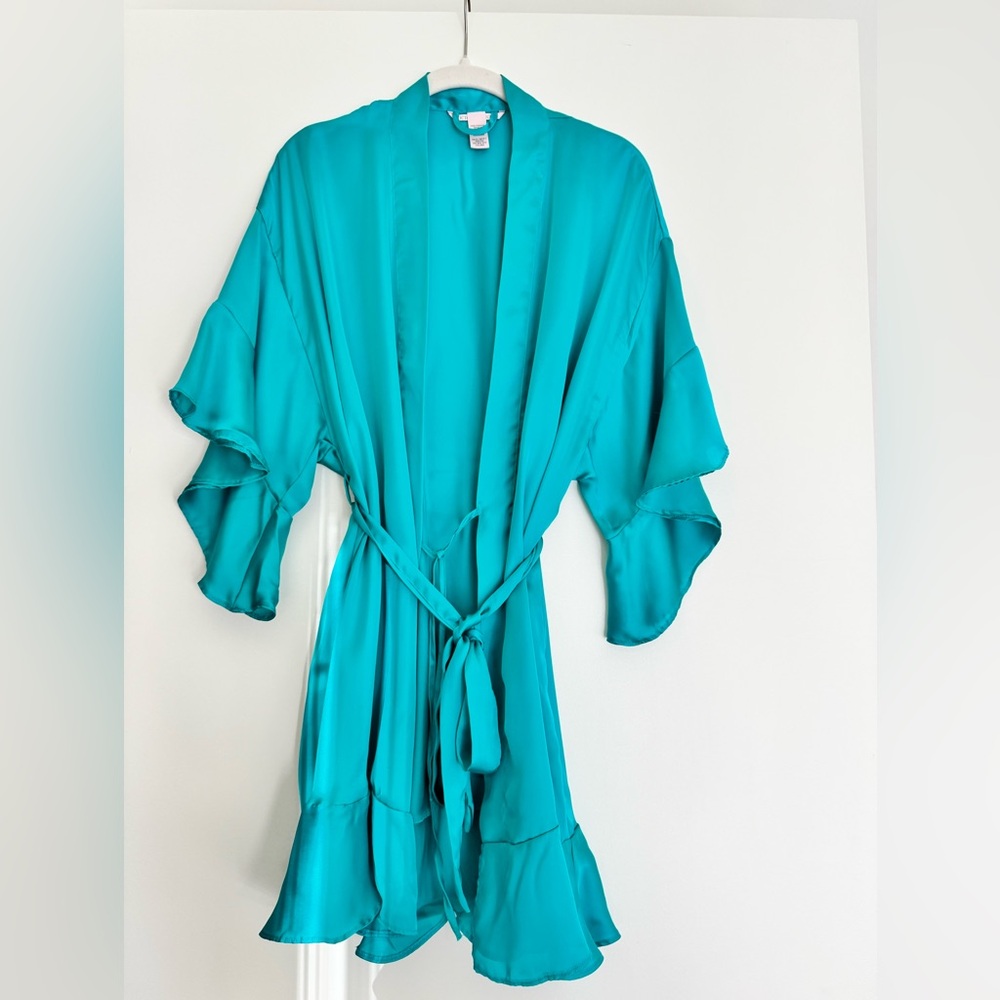 Victoria's Secret Turquoise Satin Robe